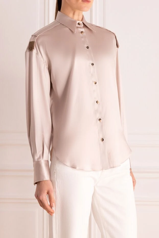 Brunello Cucinelli иығында погондары бар шампан түсті жібек жейде
 175461 - фото 3