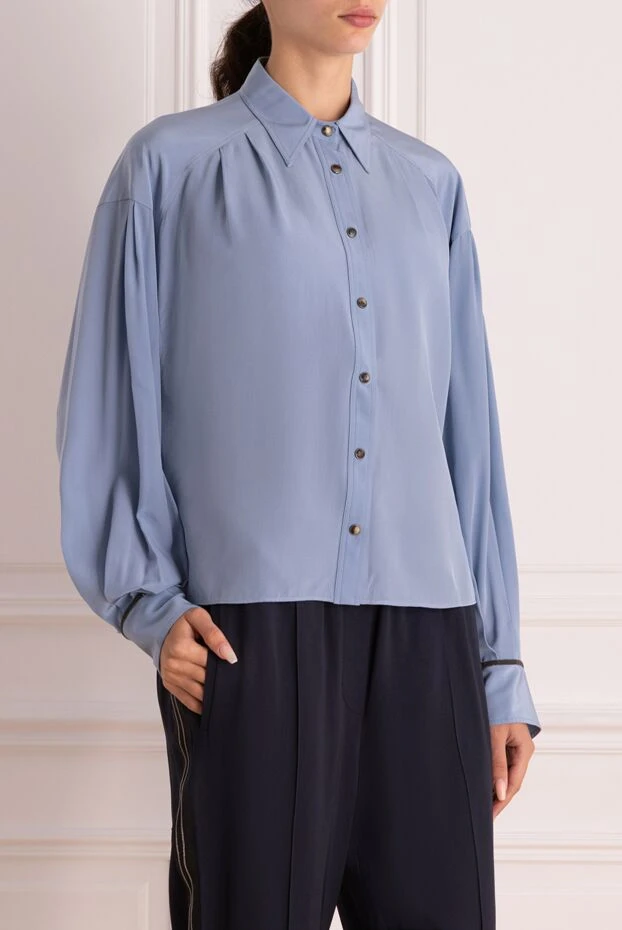 Brunello Cucinelli  әйелдердің көк жібек көйлегі 175464 - фото 3