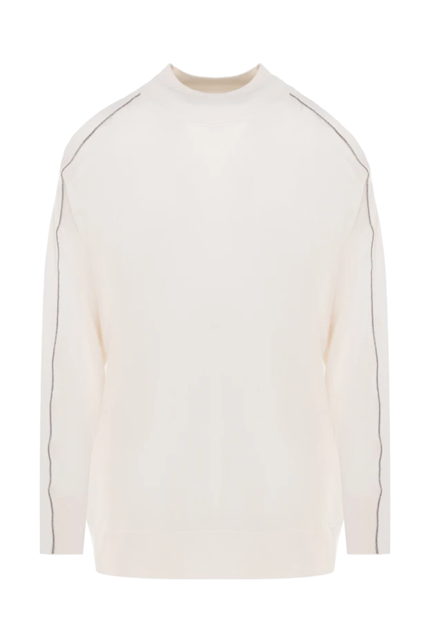 Джемпер из кашемира и шелка белый женский - фото 1