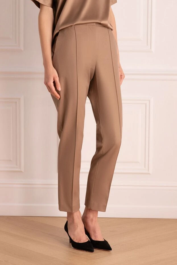 Brunello Cucinelli брюки из хлопка коричневые женские 175471 - фото 3