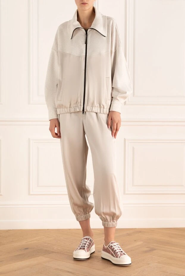 Brunello Cucinelli двухцветный костюм с воротником-стойкой и эластичными манжетами
 175472 - фото 2