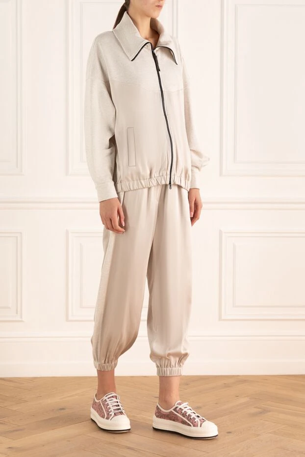 Brunello Cucinelli двухцветный костюм с воротником-стойкой и эластичными манжетами
 175472 - фото 3