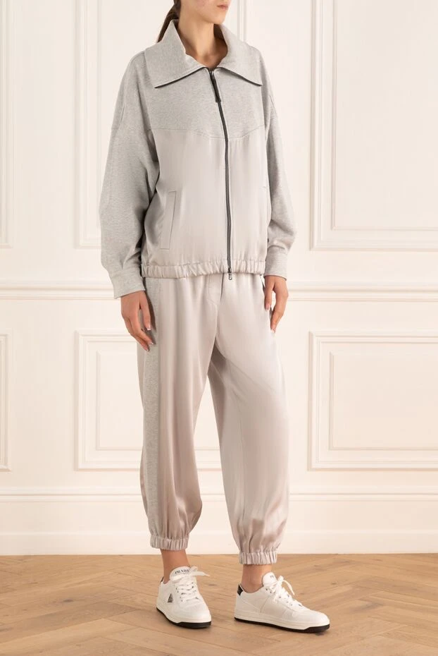 Brunello Cucinelli двухцветный прогулочный костюм с воротником-стойкой и эластичными манжетами
 175473 - фото 3