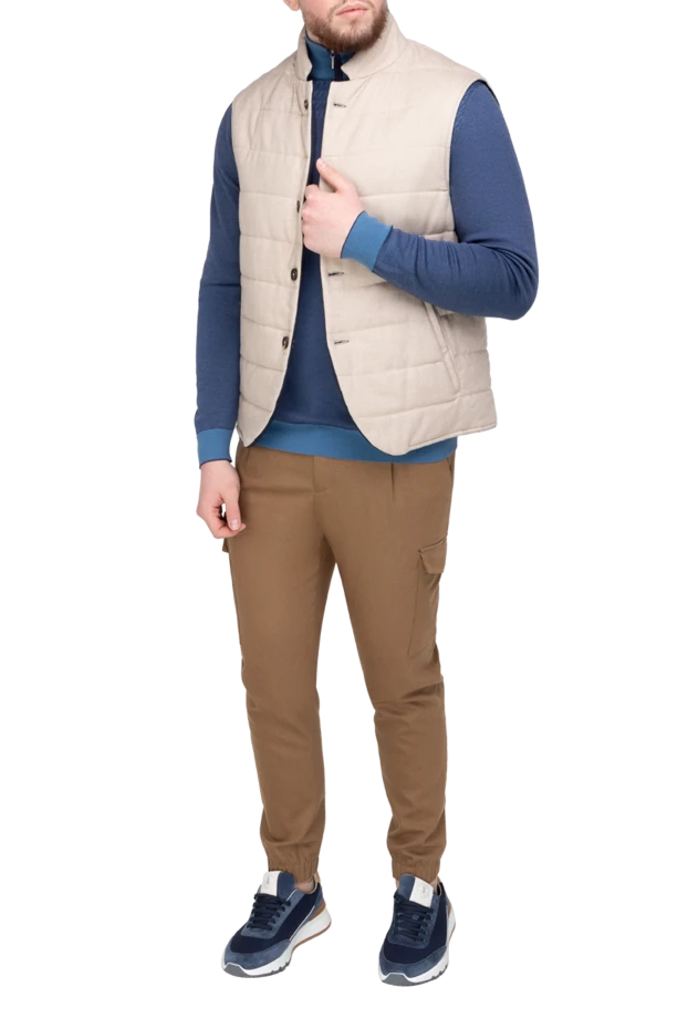 Eleventy man beige silk and cashmere vest for men купить с ценами и фото 175487 - photo 2