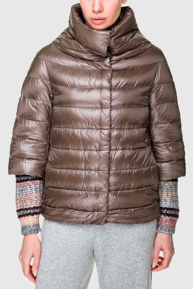 Herno пуховик прямого кроя в бронзовом цвете с короткими рукавами
 175517 - фото 3