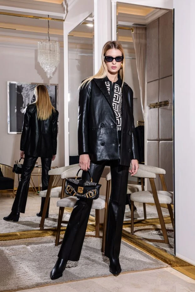 Black wool and viscose jacket for women - photo 2