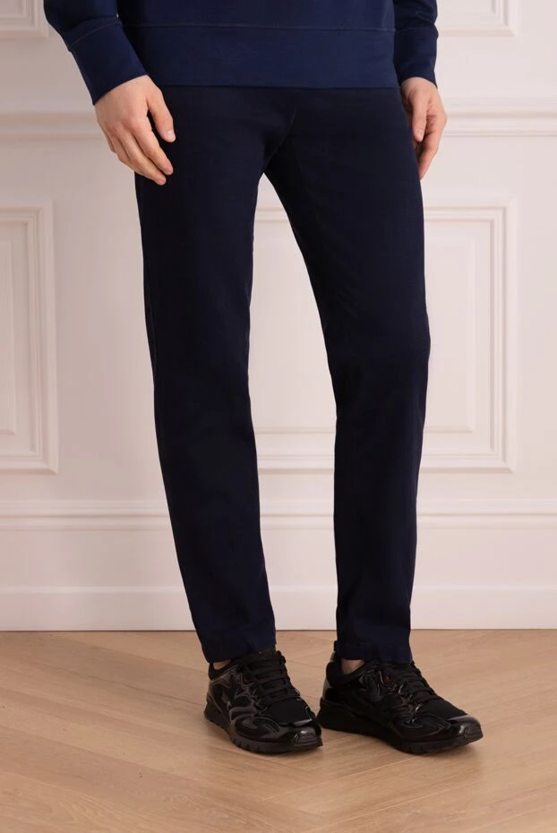 Kiton күнделікті стильдегі қара көк түсті ерлерге арналған мақта шалбар
 175581 - фото 3