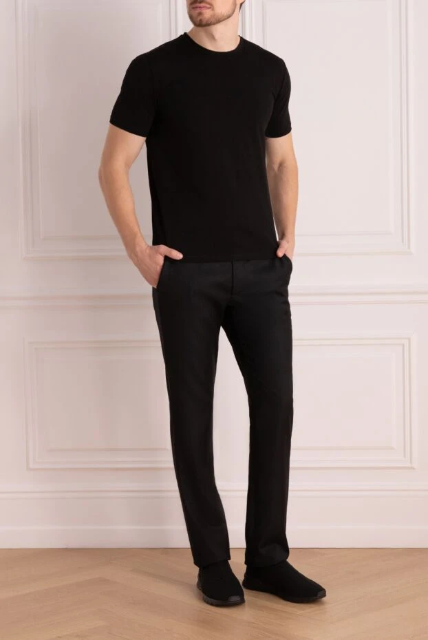 Cesare di Napoli man men's black wool and cashmere trousers купить с ценами и фото 175588 - photo 2