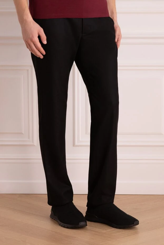 Cesare di Napoli созылған матадан тігілген, белі жұмсақ және иілген бауы бар ерлер шалбары
 175595 - фото 3