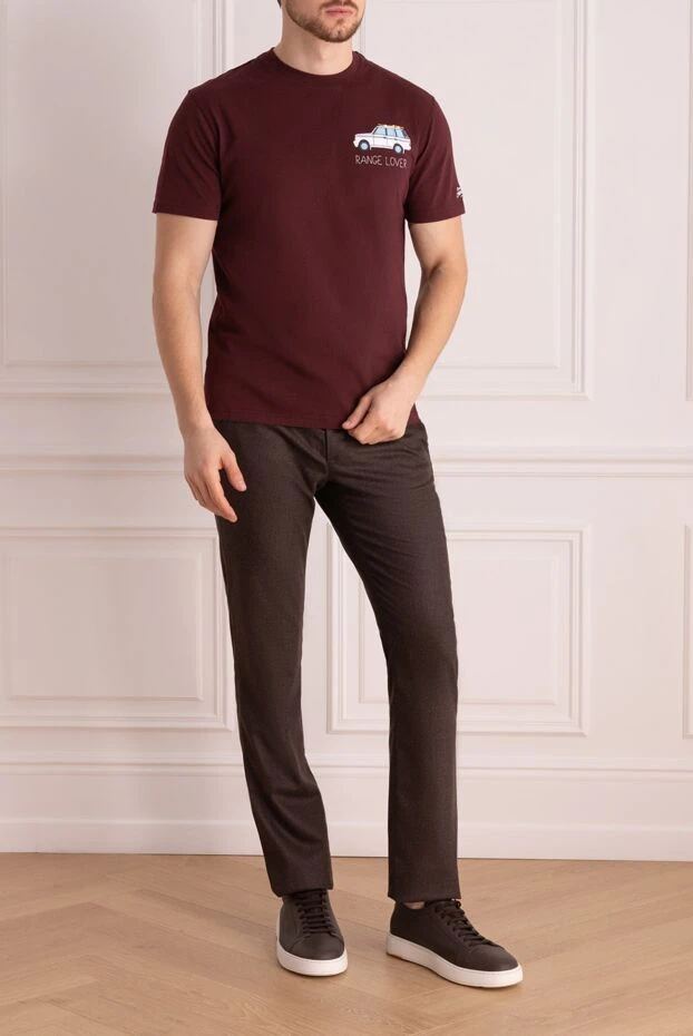 MC2 Saint Barth man men's burgundy cotton t-shirt купить с ценами и фото 175612 - photo 2