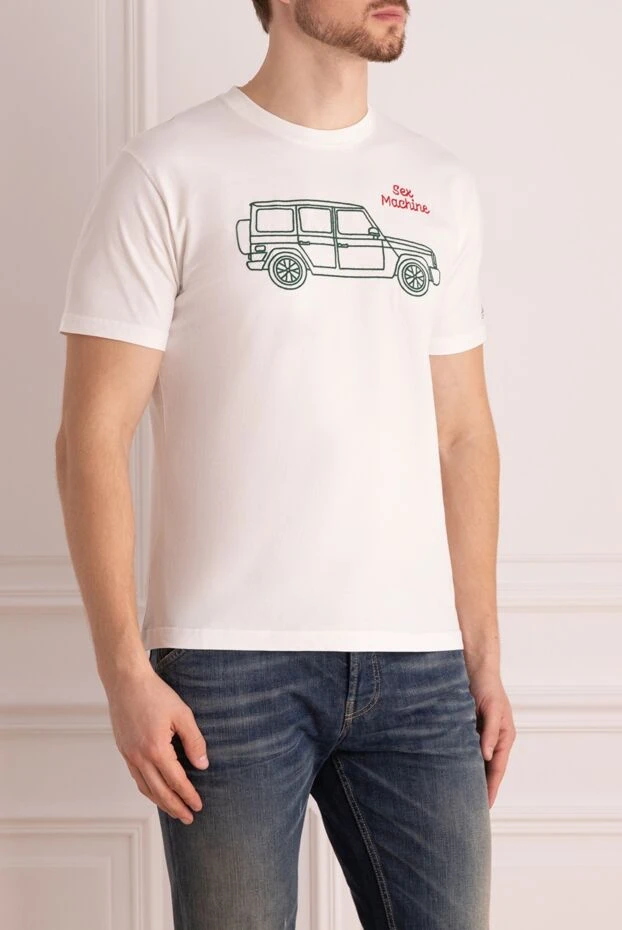 MC2 Saint Barth үлкен көлік дизайнымен ақ мақтадан жасалған футболка
 175615 - фото 3