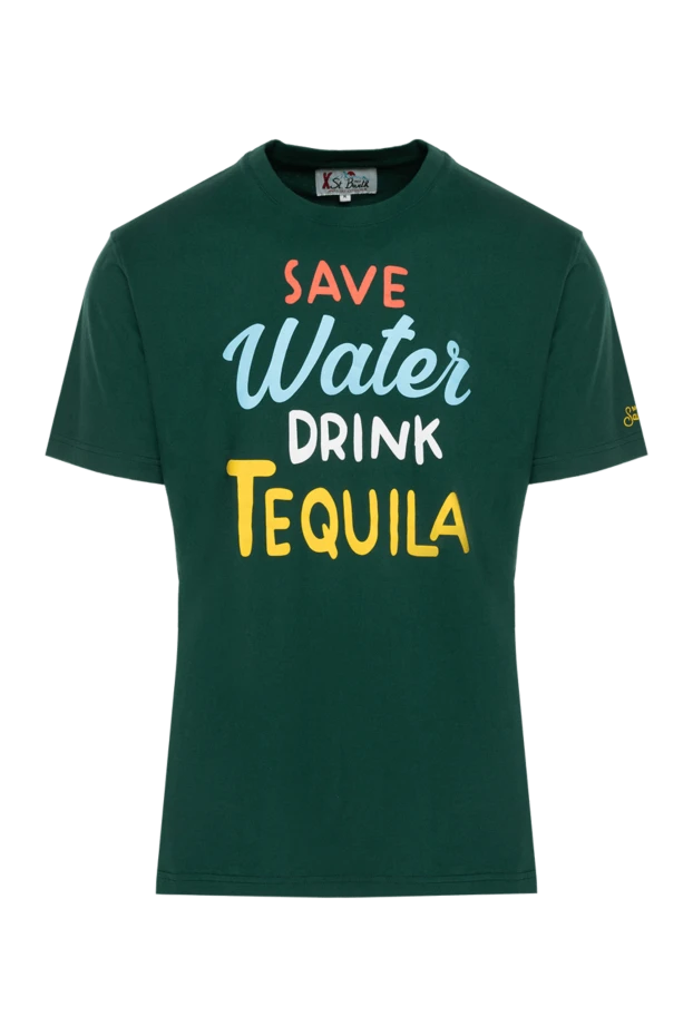Футболка хлопковая зелёная с надписью Save Water Drink Tequila - photo 1