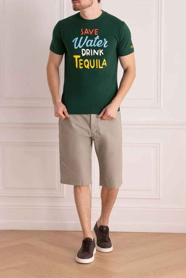Футболка хлопковая зелёная с надписью Save Water Drink Tequila - photo 2