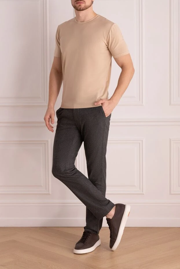 Cesare di Napoli man men's beige cotton and elastane t-shirt купить с ценами и фото 175620 - photo 2