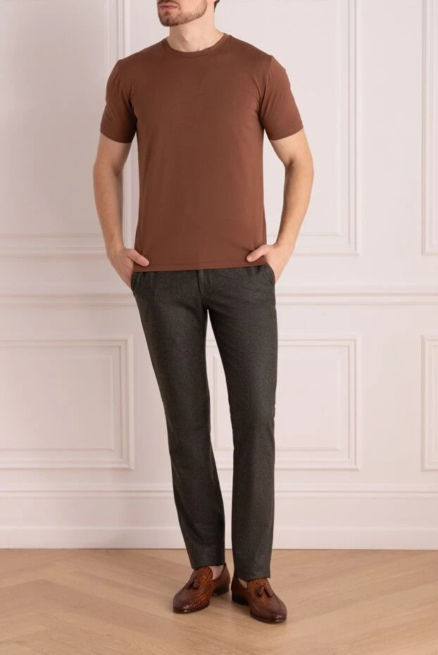 Cesare di Napoli man t-shirt made of cotton and elastane, brown for men купить с ценами и фото 175621 - photo 2