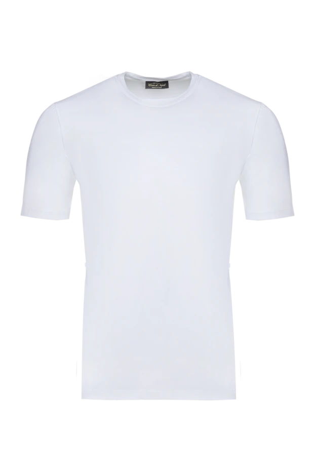 Cesare di Napoli man white cotton and elastane t-shirt for men купить с ценами и фото 175623 - photo 1