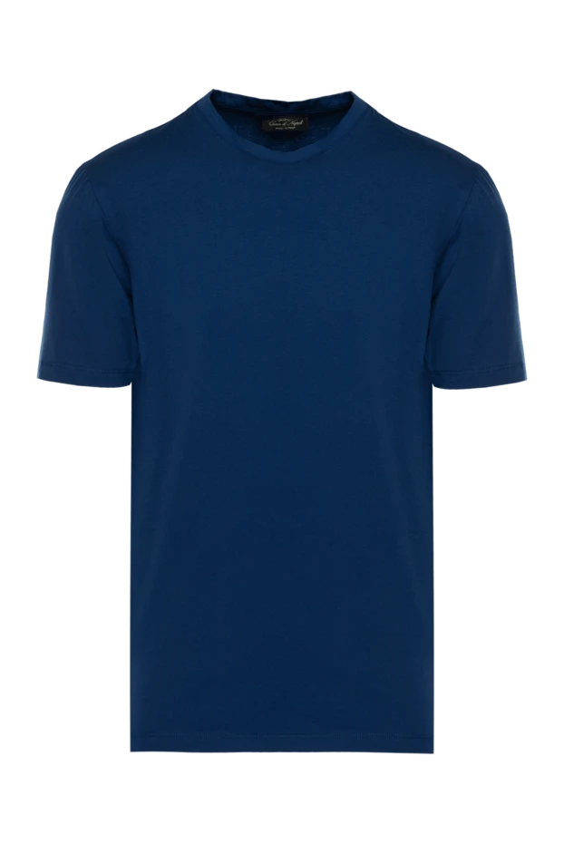 Cesare di Napoli man blue cotton and elastane t-shirt for men купить с ценами и фото 175627 - photo 1