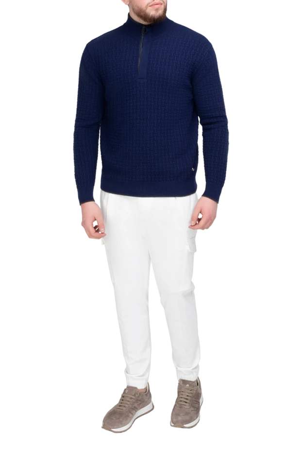 Stefano Ricci джемпер из кашемира фактурный мужской синий 175642 - photo 3