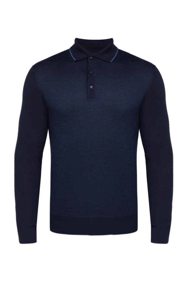 Long sleeve cashmere and silk polo for men gray - photo 1