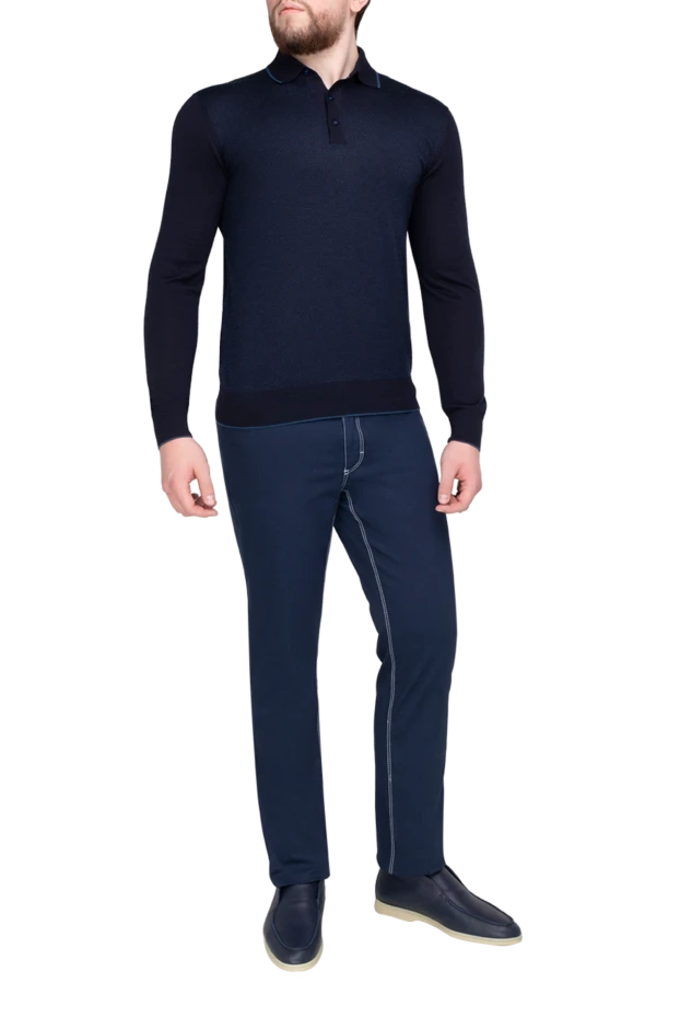 Long sleeve cashmere and silk polo for men gray - photo 2