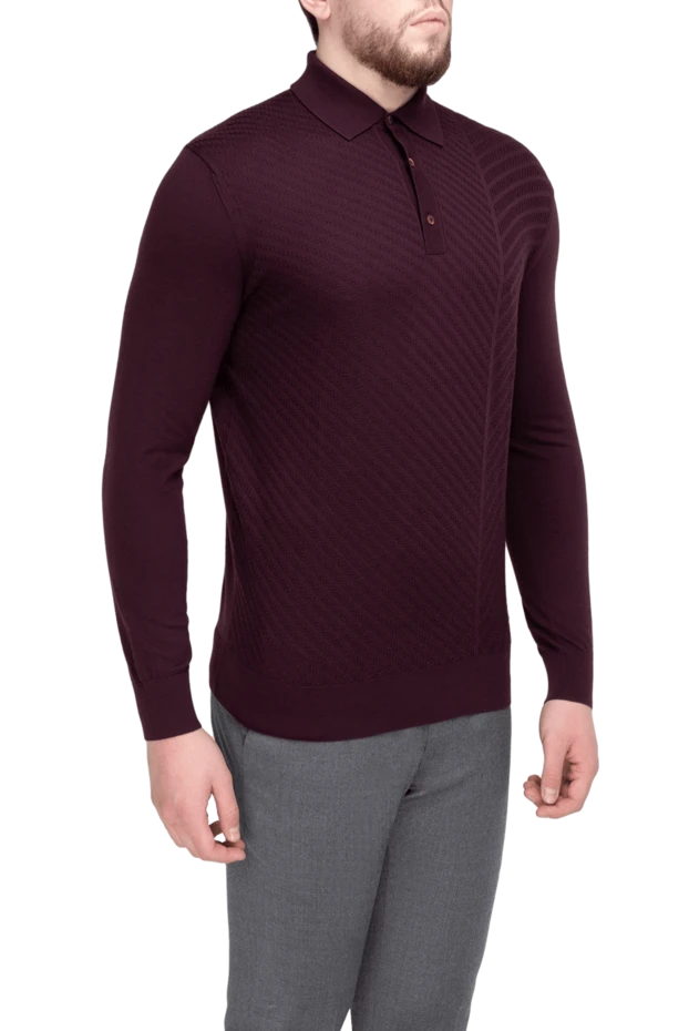 Stefano Ricci поло с длинным рукавом из шерсти мужское бордовое с длинным рукавом 175647 - фото 3