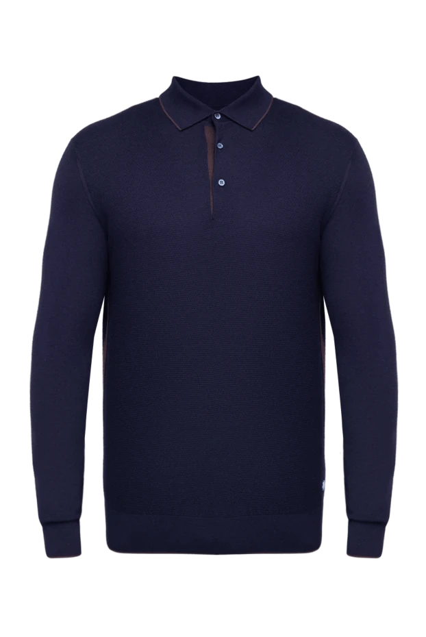 Stefano Ricci поло с длинным рукавом из кашемира и шелка мужское синее с длинным рукавом 175653 - фото 1