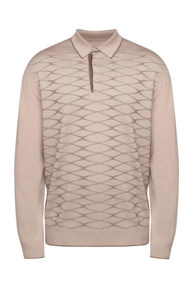 Stefano Ricci поло с длинным рукавом из кашемира и шелка бежевое в ромбы 175654 - фото 1