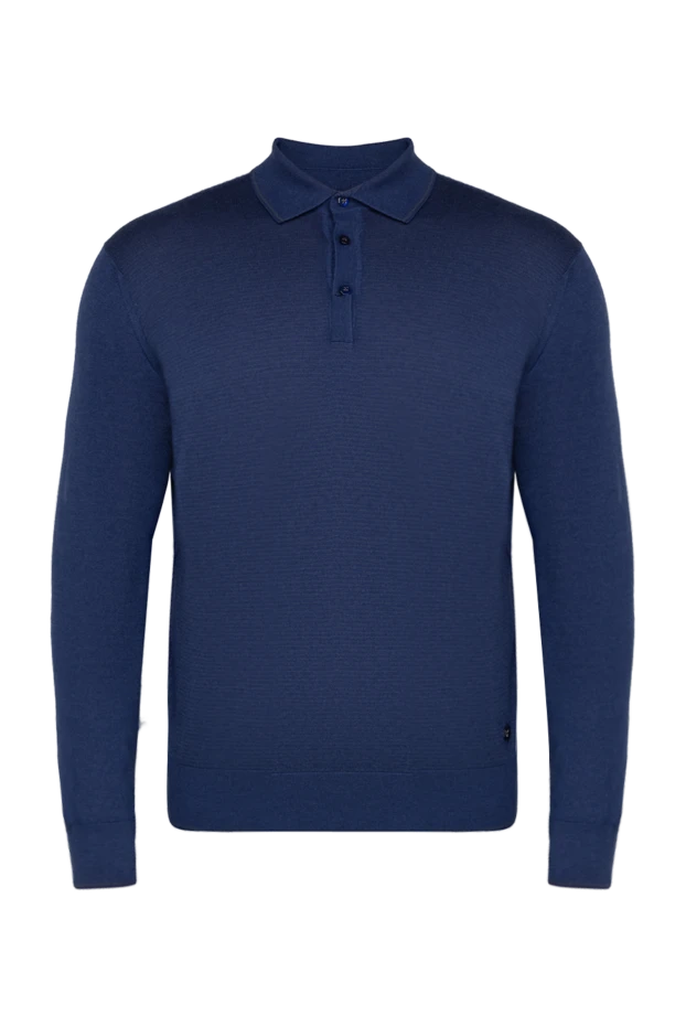 Long-sleeved cashmere and silk polo for men blue - photo 1