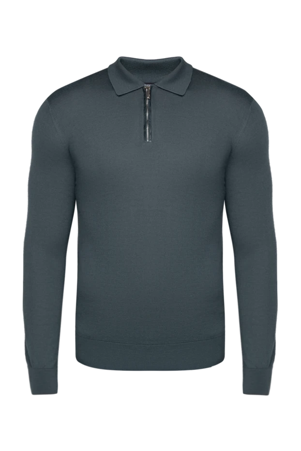 Stefano Ricci поло с длинным рукавом из кашемира и шелка мужское зеленое с длинным рукавом 175657 - фото 1