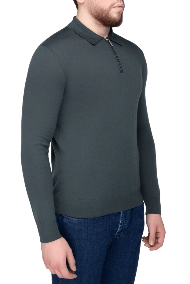 Stefano Ricci поло с длинным рукавом из кашемира и шелка мужское зеленое с длинным рукавом 175657 - фото 3