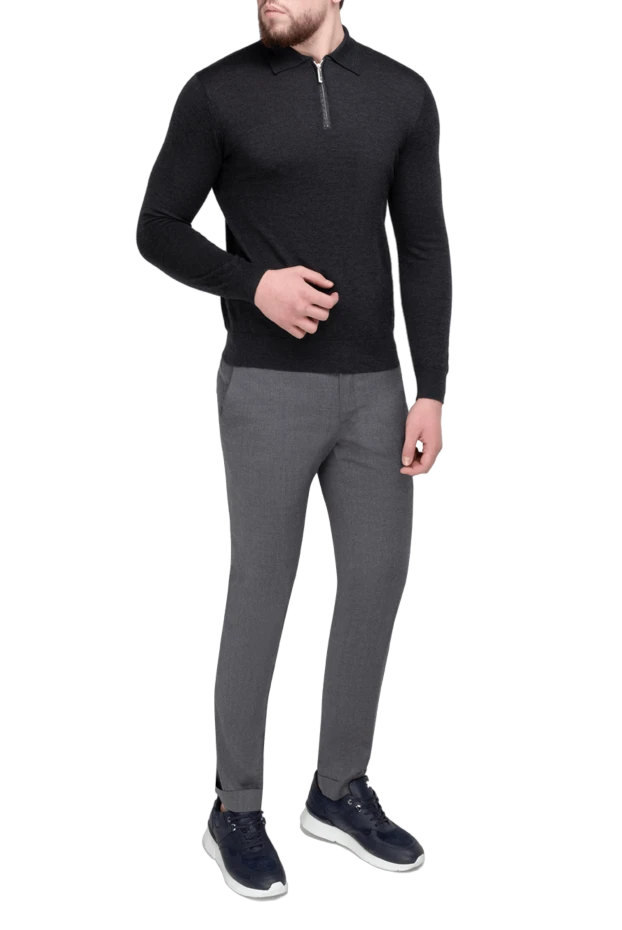 Stefano Ricci поло с длинным рукавом из кашемира и шелка мужское серое 175659 - фото 2