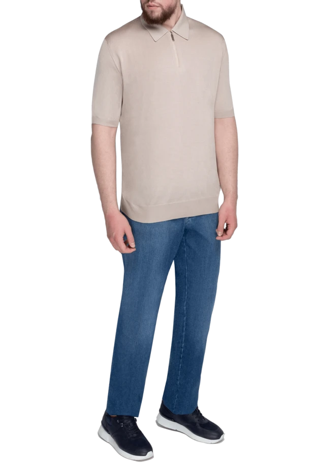 Stefano Ricci поло с длинным рукавом из шелка мужское бежевое с длинным рукавом 175661 - фото 2