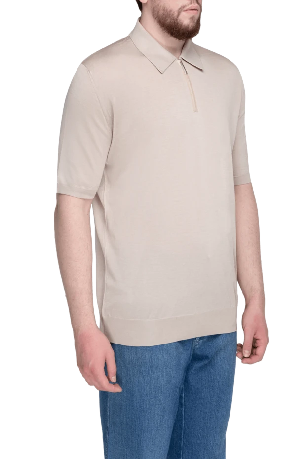 Stefano Ricci поло с длинным рукавом из шелка мужское бежевое с длинным рукавом 175661 - фото 3