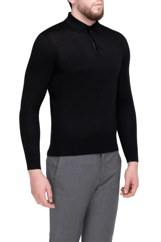 Stefano Ricci поло с длинным рукавом из кашемира и шелка мужское черное с длинным рукавом 175663 - фото 2