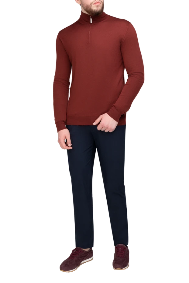 Stefano Ricci тройер из кашемира и шелка мужской бордовый 175667 - фото 2