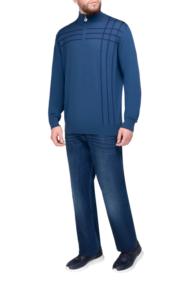 Stefano Ricci тройер с абстрактным узором мужской синий на молнии 175673 - фото 2