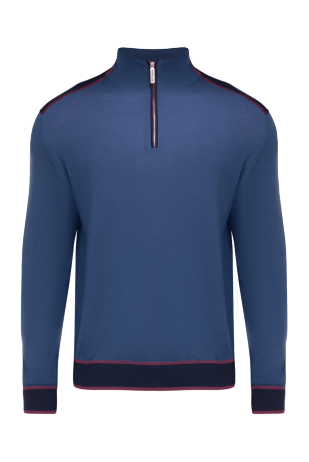 Stefano Ricci тройер из кашемира и шелка мужской синий с контрастной окантовкой 175674 - фото 1