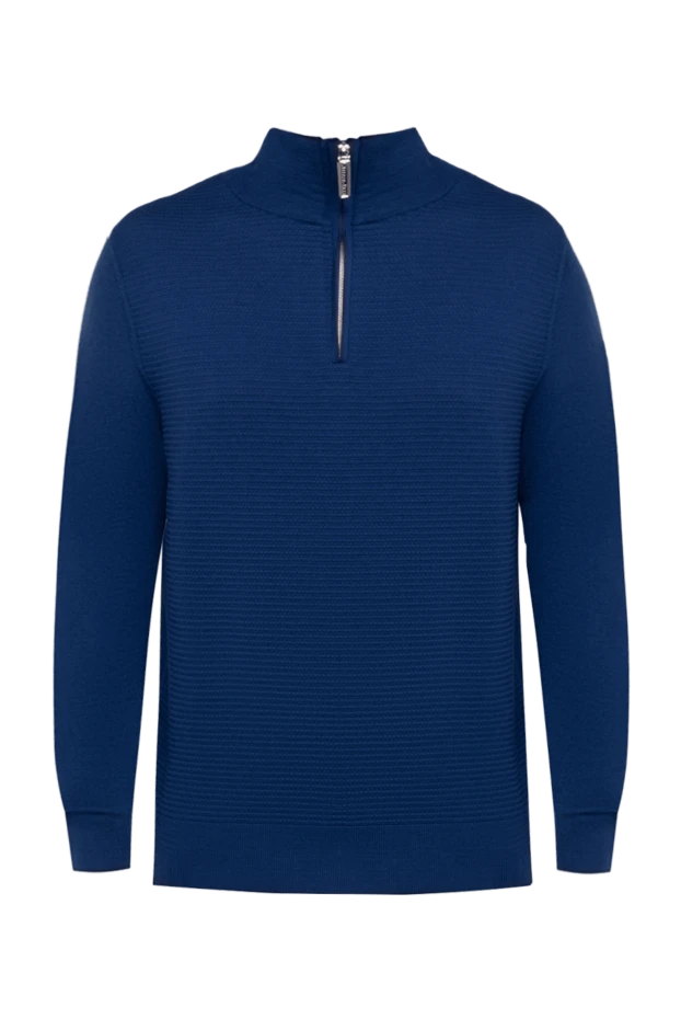 Stefano Ricci тройер из шерсти синего оттенка с рельефной вязкой и молнией 175677 - фото 1