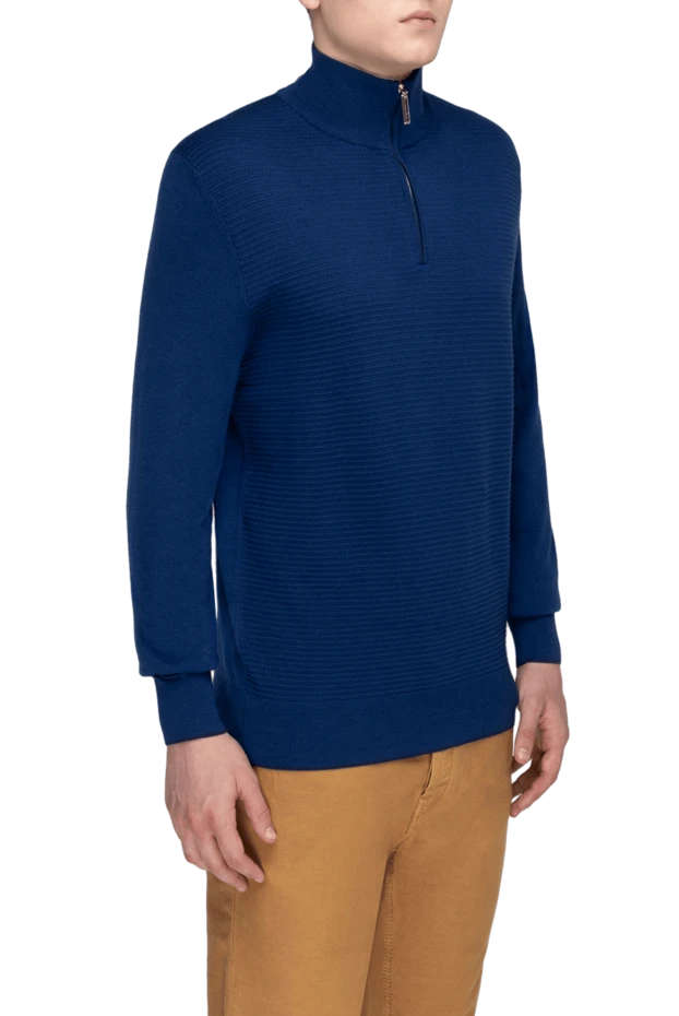 Stefano Ricci тройер из шерсти синего оттенка с рельефной вязкой и молнией 175677 - фото 3