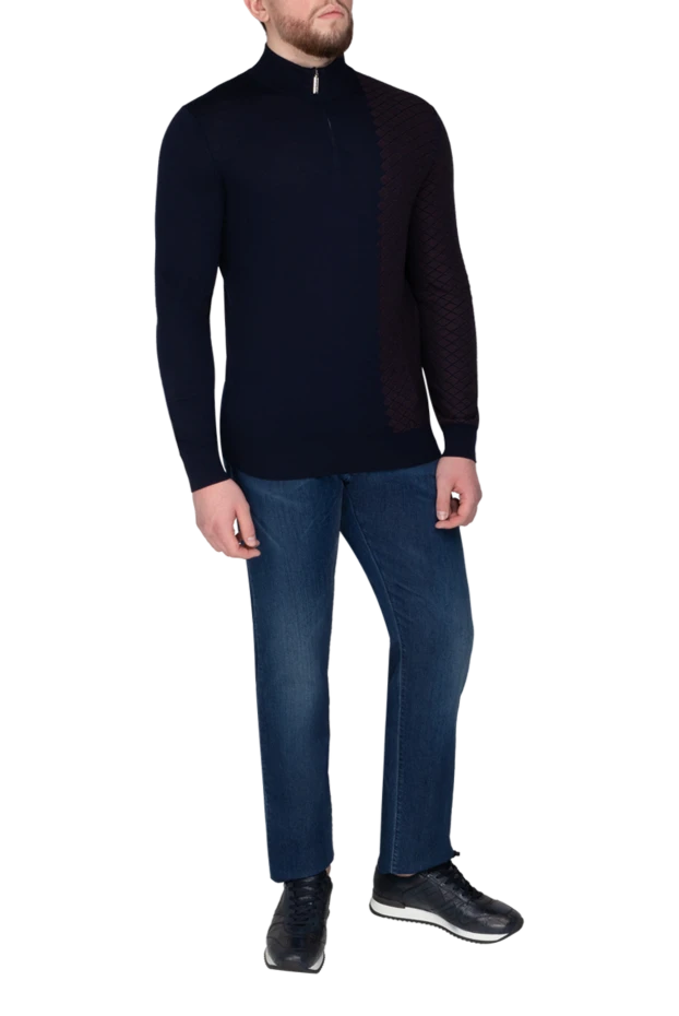 Stefano Ricci тройер мужской с геометрическим узором и воротником-стойкой 175678 - фото 2