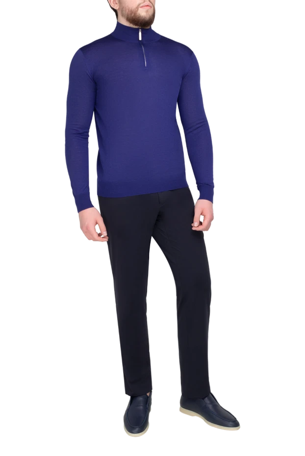 Stefano Ricci тройер с воротником на молнии из кашемира и шелка темно-синего цвета 175679 - фото 2