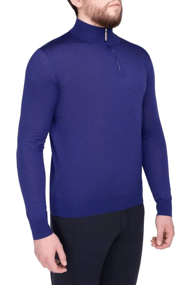 Stefano Ricci тройер с воротником на молнии из кашемира и шелка темно-синего цвета 175679 - фото 3