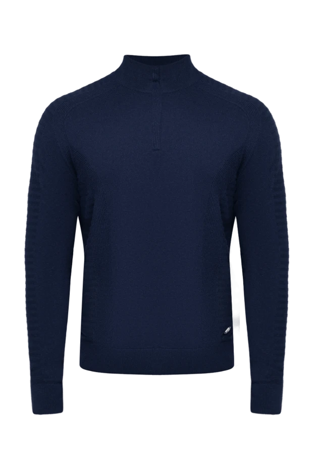 Тройер из мягкого трикотажа темно-синего оттенка с рельефными вставками - photo 1