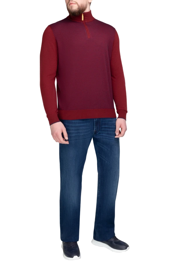 Stefano Ricci тройер из кашемира и шелка мужской красный на молнии 175683 - фото 2