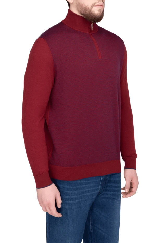 Stefano Ricci тройер из кашемира и шелка мужской красный на молнии 175683 - фото 3