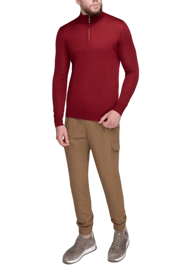 Stefano Ricci тройер из кашемира и шелка мужской гладкий красный на молнии 175685 - фото 2