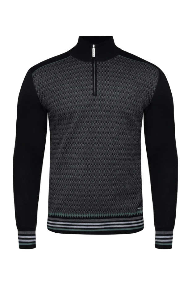 Мужской тройер из шерсти с фактурным орнаментом и стойкой - фото 1