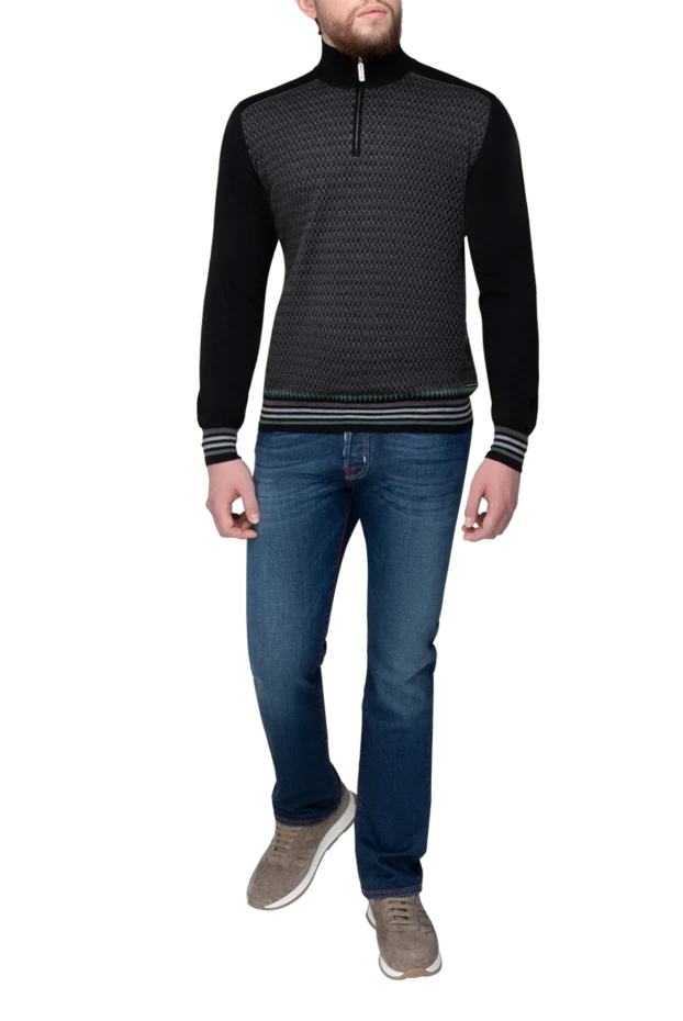 Stefano Ricci мужской тройер из шерсти с фактурным орнаментом и стойкой 175687 - фото 2