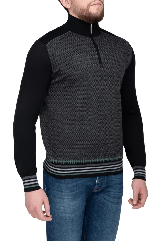 Stefano Ricci мужской тройер из шерсти с фактурным орнаментом и стойкой 175687 - фото 3