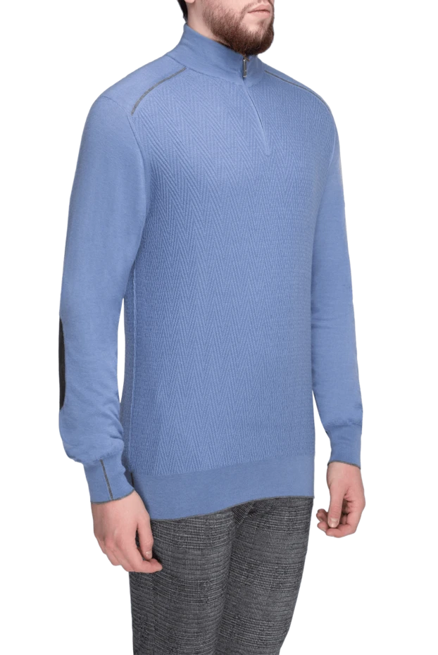 Stefano Ricci тройер полузип из тонкой шерсти с узором ёлочка 175689 - фото 3